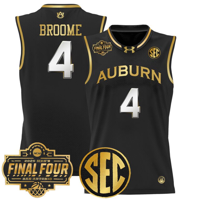 Men Auburn Tigers #4 Broome black 2025 Final Four Patch Lightweight  NCAA Jersey->ncaa teams->NCAA Jersey
